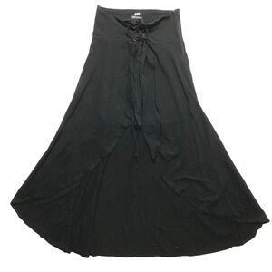 Hot Topic Maxi Skirt XL Black High Low Lace Up Corset Waist